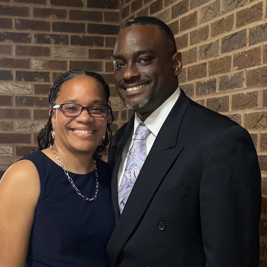 Gregory Myers, write-in candidate for Lincoln Consolidated Schools Board, with his wife